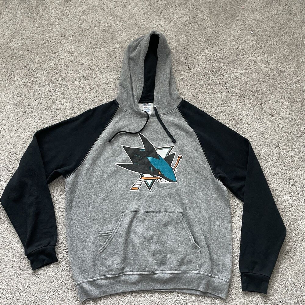 Vintage Y2K San Jose Sharks Hoodie Grey Black Mens XL